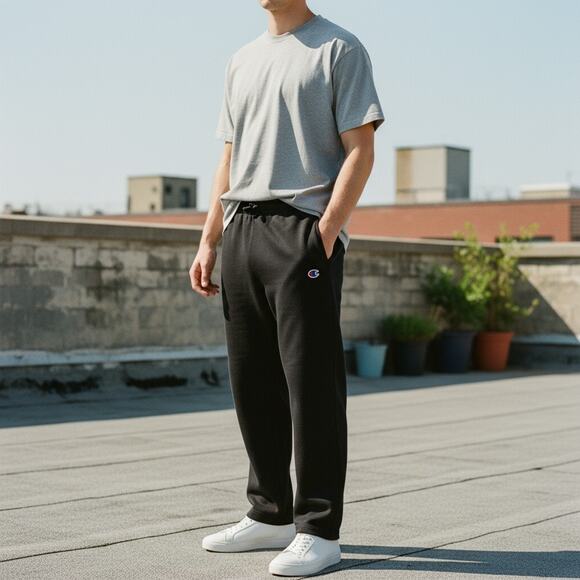 Champion Men’s Fleece Jogger Sweatpants – Black (Medium) - Picture 2 of 3